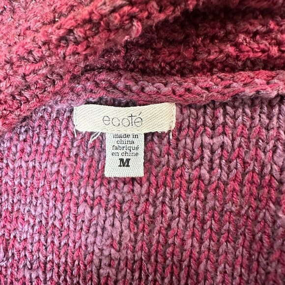 URBAN OUTFITTERS Ecote Patchwork Maroon Open Drap Cardigan Sweater Size Medium - Picture 8 of 9